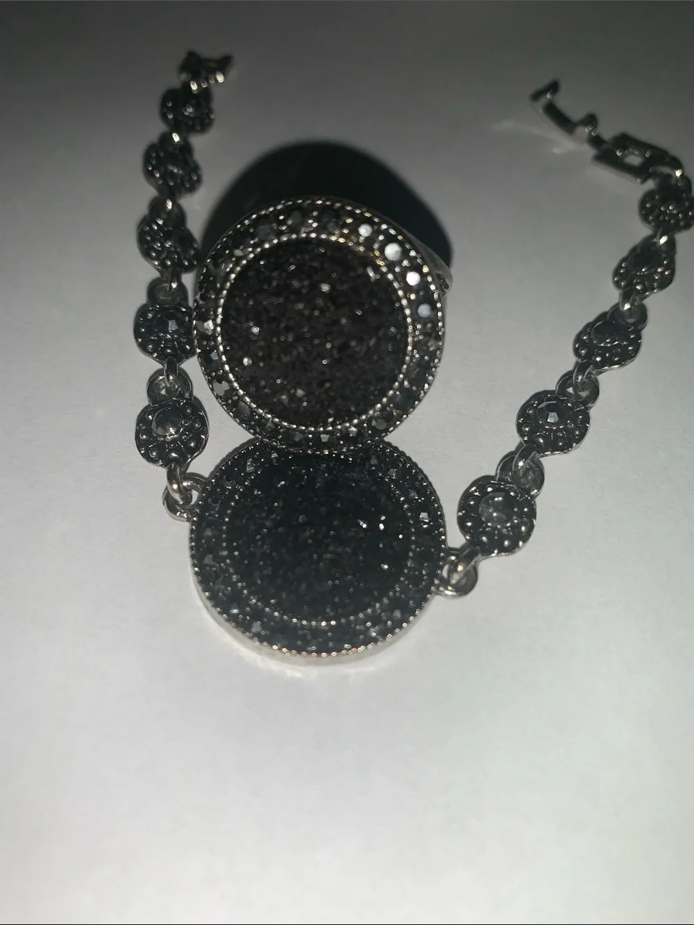 Black Pavé Circle Link Bracelet and ring